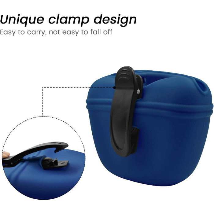 Силіконовий мішечок для корму для собак AUDWUD з кліпсою та магнітною застібкою, 2 шт., морська синя