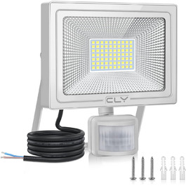 CLY 60W LED Floodlight with Motion Sensor Outdoor 5200LM Super Bright 6500K Cool White LED Floodlight IP66 Waterproof Outdoor Spotlight Brightness Adjustable Spotlight for Garden Garage Yard Sports Field Backyard