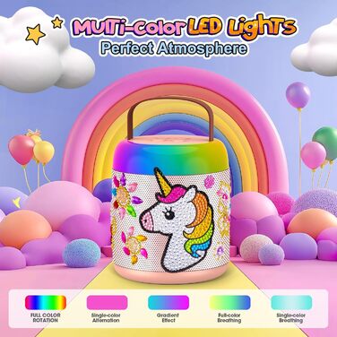 Караоке машина для дітей з 2 мікрофонами, рожева, єдиноріг, 3-12 років