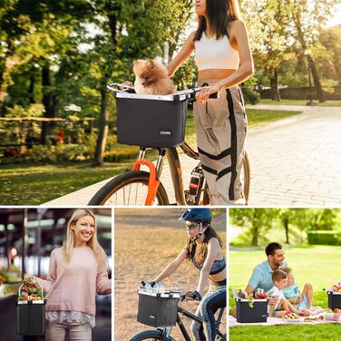 Складаний велосипедний кошик COFIT, знімний багатоцільовий кошик для велосипеда, для тварин, покупок, поїздок, кемпінгу та відпочинку на природі (Чорний)