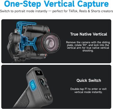 FeiyuTech SCORP-C2 Стабілізатор Gimbal для DSLR та бездзеркальних камер з AI-трекінгом, вертикальною зйомкою та вагою до 3.5 кг, сумісний з Canon, Sony, Panasonic, Nikon, Fujifilm