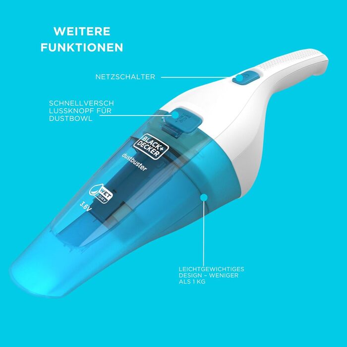Акумуляторний ручний пилосос Black+Decker Dustbuster WDC115WA-QW 3.6V для сухого та вологого прибирання