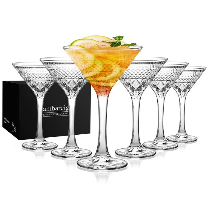 Набір келихів Martini 6 шт, 180 мл, кришталь без свинцю, для Мартіні, коктейлів, вина - подарунок жінці/чоловіку