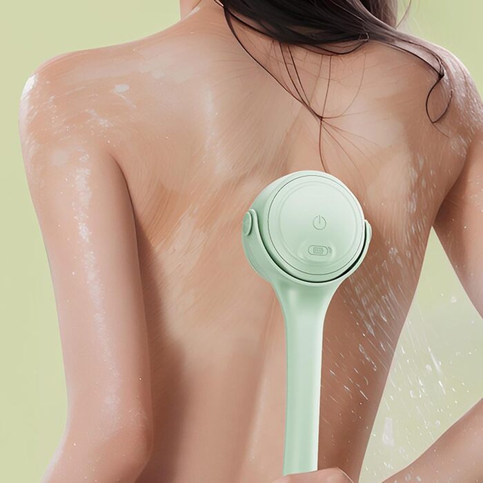 Multifunctional Electric Bath Brush, Shower Brush, Double Handle, 4 Interchangeable Heads for Cleaning