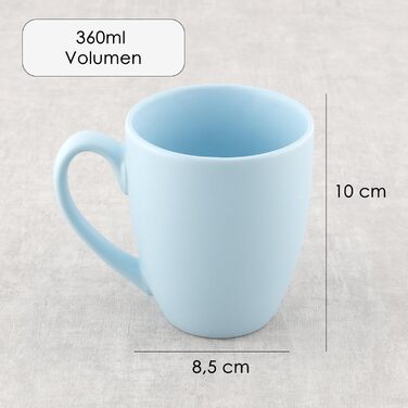 Large Coffee Mug Set – Coffee Cups made of high-quality and sturdy ceramic, large handles, large mugs (Pale Blue, Set of 6)