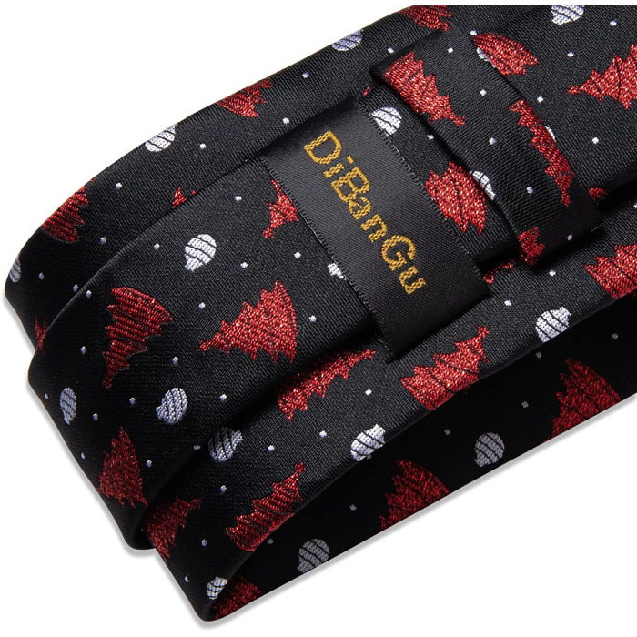 Чоловічий набір для свят: краватка, нагрудна хустинка та запонки DiBanGu з різдвяним малюнком у подарунковій коробці