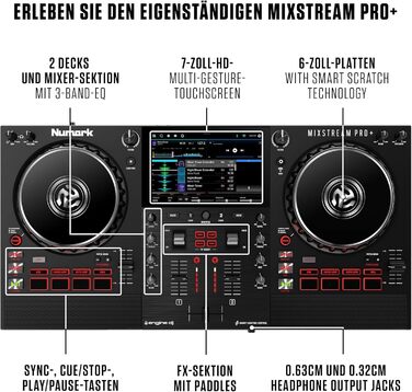 DJ-контролер Numark Mixstream Pro+ з розділенням STEM, 2 деки, Wi-Fi, 7