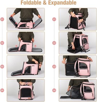 Розширюваний рюкзак для кота та собаки Lekesky, великий, рожевий (33 x 29 x 38 см)