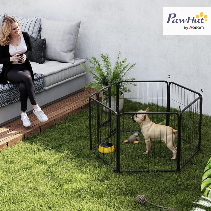 PawHut Двір для собак, 6 панелей, загон для цуценят, 60 см, міцний огорожа для тренування тварин, для дому та саду, 56 x 60 см