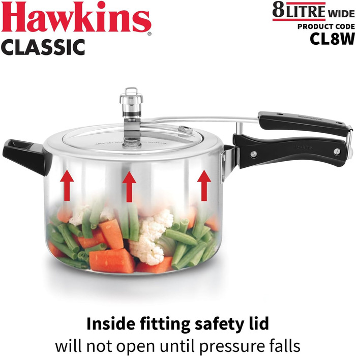 Скороварка Hawkins Classic CL8W, алюміній, 8 л, середня, срібляста