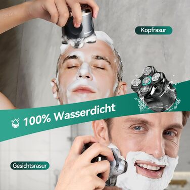 Електричний голковий бритва для чоловіків Glatzen Rasierer: бездротовий, вологостійкий, з 5D рухомою головкою, чорний