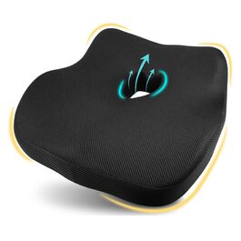 Подушка для сидіння в авто з Memory Foam для полегшення болю в попереку, велика, для водіїв невеликого зросту, комфортне водіння - для авто, офісу (чорна)