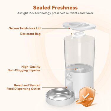 Автомат годування котів 4.2L з програмуванням, з окремою мискою з нержавіючої сталі