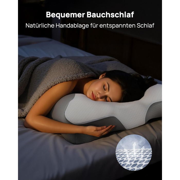 Подушка для шиї Feagar у формі метелика з ефектом пам'яті (Memory Foam), сіра