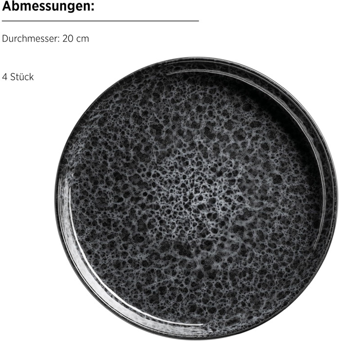 MÄSER Filippa: 16-частинний сервіз для 4 осіб з кераміки (16 предметів); тарілки, миски, чашки з реактивною глазур'ю чорного та сірого кольорів, порцеляна