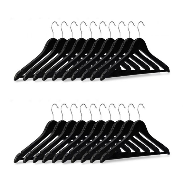 Relaxdays Clothes Hangers 20-Piece Set with Trouser Bar