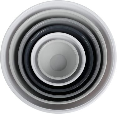 Набір мисок для перемішування BoxedHome з кришками, 12 штук. Пластикові миски для салату, неслизькі, стекові сервіровочні миски для кухні (6 мисок та 6 кришок, білий сірий)