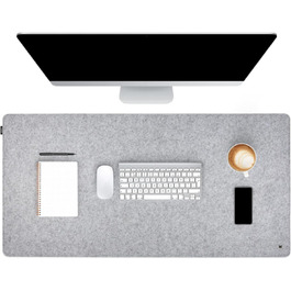 Підкладка під стіл FORMGUT з фетру (90x30 см, світло-сіра) - килимок для ноутбука, XXL мишка, підкладка на стіл, світло-сірий фетр 90 x 30 см