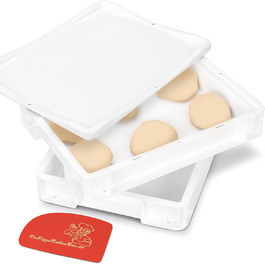 Pizza ball box, proofing box for pizza dough, sourdough, yeast dough, food-grade, 30x40x8 cm (1 box with 1 lid) white (2 boxes with 1 lid)