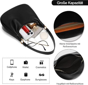 Сумка жіноча GSenhui Y2K маленька елегантна Hobo через плече з PU шкіри чорного кольору для подорожей