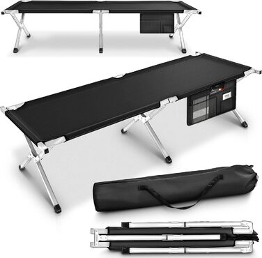 Кемпінгове ліжко TRESKO XXL, 190 x 64 x 44 см, металевий каркас, до 150 кг, чорне