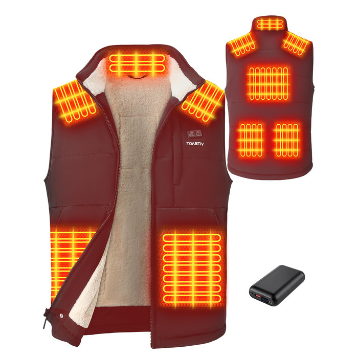 Обогреваемая жилетка для мужчин с PowerBank 20000mAh, 7.4V, флісова підкладка, 3 режими, для повсякденного використання, чорний