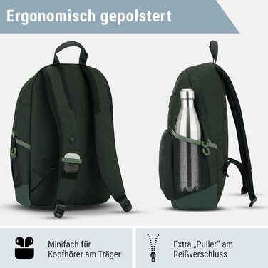 Шкільний рюкзак для дівчаток та хлопців підлітків Flex - рюкзак для жінок та чоловіків з відділенням для 16-дюймового ноутбука для школи та відпочинку - водовідштовхуючий (темно-зелений)