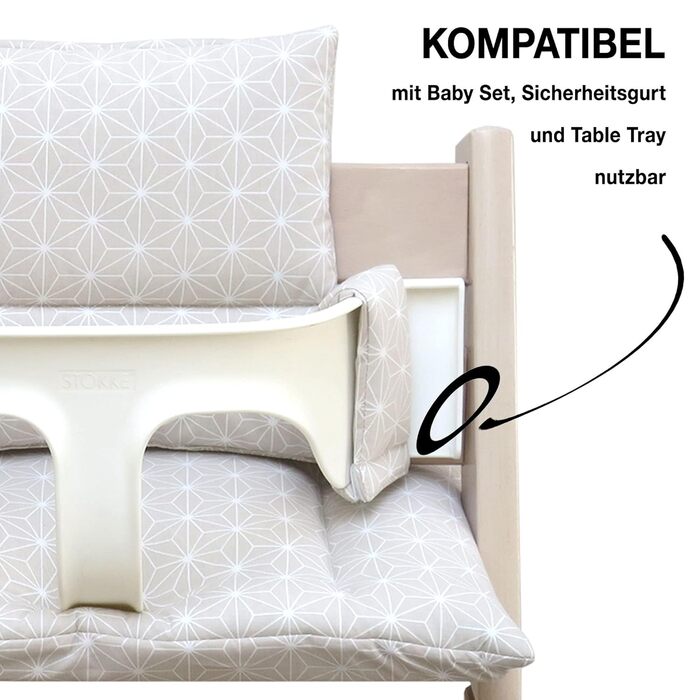 Blausberg Baby набір сидінь для стільця Stokke Tripp Trapp, водонепроникний, сертифікований Oeko-Tex, бежевий Happy Star, зроблено в Німеччині