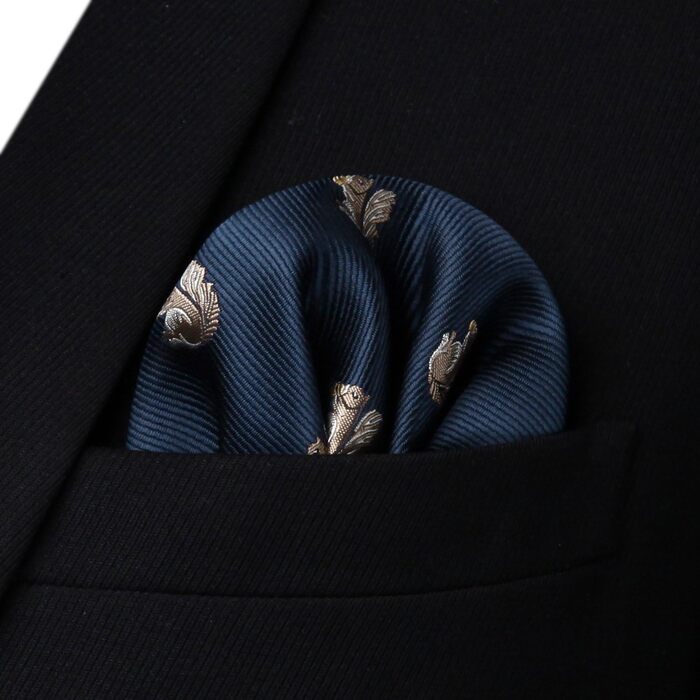 HISDERN Чоловіча краватка-метелик з кишеньковим хустинкою, комплект. Краватка-метелик для чоловіків у горошок/з принтом тварин, для весілля, вечірки, темно-синій/білка