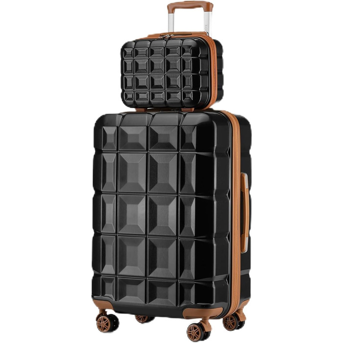 Набір валіз KONO 2 в 1: велика валіза + косметичка (чорний/коричневий, 72 см)