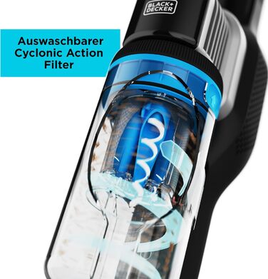 Бездротовий акумуляторний пилосос BLACK+DECKER POWERSERIES Extreme MAX BHFEB520D1 (18V, 2.0Ah, 4-в-1, без мішка, з електрощіткою та LED-підсвічуванням)