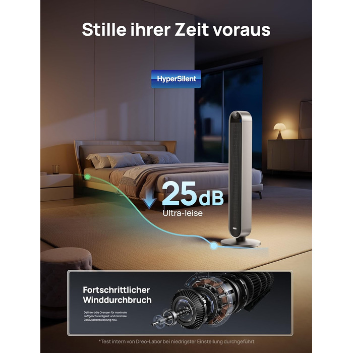 Dreo Pilot Max S: Тихий торшерний вентилятор з кулькою 120°, 12 швидкостей, 4 режими, таймер 12 годин, керування від пульта, для спальні