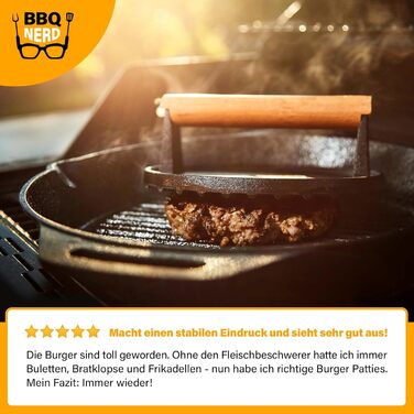 Пресс для м'яса з чавуну з дерев'яною ручкою, 18 см, круглий - Прес для бургерів, гриль-прес, вага для BBQ, м'яса, котлетів, бекону, сиру, сендвічів. Діаметр 18 см, чорний