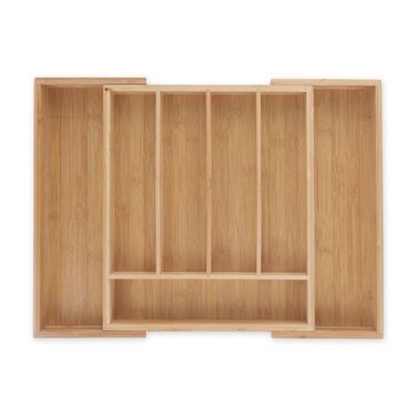 Relaxdays Bamboo Cutlery Box, Extendable