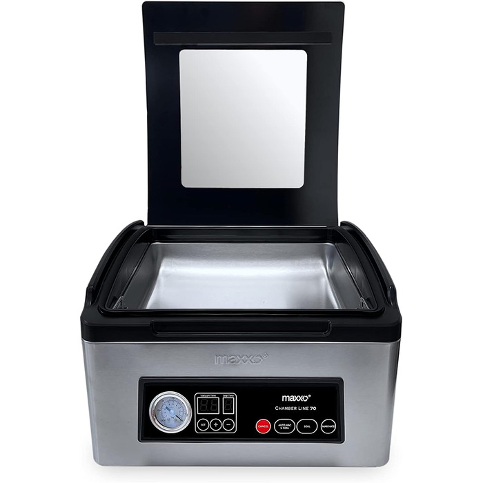 Професійний вакуумний пакувальник Maxxo VM Profi з подвійною зварювальною лінією, 20 л/хв, 900 мбар, для пакування продуктів, з нержавіючої сталі, 20 л/хв
