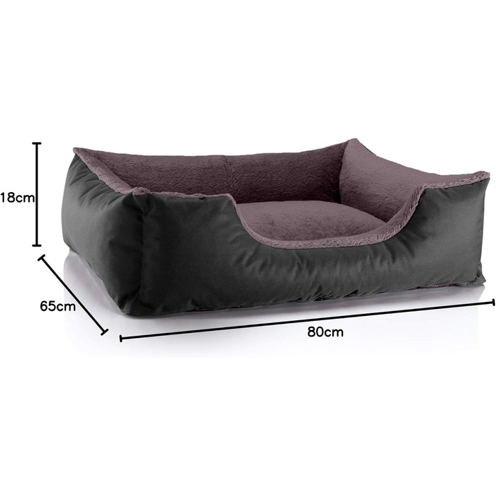 Ліжко для собак BedDog Teddy, зручне диван-ліжко з Cordura та мікрофібри, чорно-коричневе, розмір L, 80 x 65 x 18 см