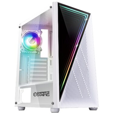 Корпус для ПК Empire Gaming Gamer Crystal ARGB – Білий, середній Tower ATX/Micro ATX/ITX з 3D-дзеркальним ефектом та RGB підсвічуванням