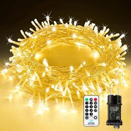 LED гірлянда на батарейках для вулиці, 10 метрів, 100 LED, з пультом дистанційного керування, таймером, 8 режимів, IP65, вологостійка, для декорування саду, вечірки, весілля, Різдва, тепле біле світло