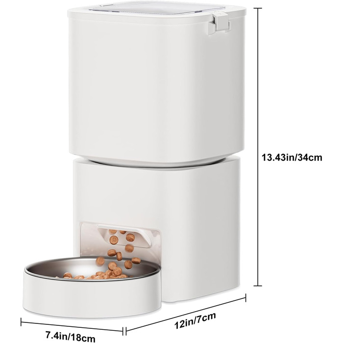 Автомат для годування котів та собак, 5л, розумний, білий. Програмоване годування 1-10 разів на день.