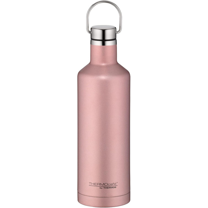 Термокава THERMOcafé TC Traveler Bottle 0.5л: термофляга з нержавіючої сталі, 12 годин гаряче & 24 години холодне, герметична, з ручкою, ізольована, 500 мл, Rose Gold