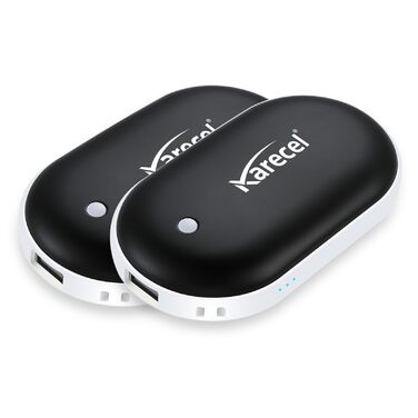 Електричний грієчка для рук Karecel 2 шт., 10400mAh, Powerbank, двосторонній нагрів, для чоловіків та жінок, чорний