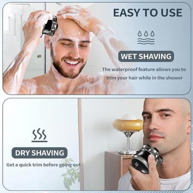 Електричний гоління голови для чоловіків Glatzen, 7D гнучкий знімний гоління, плаваюча головка, водонепроникний для мокрого та сухого використання, гоління з LED-дисплеєм