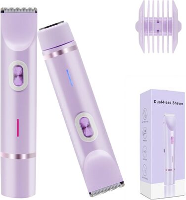Електричний триммер для бікіні 2-в-1 для жінок та чоловіків – для гладкої шкіри, для інтимної зони, фіолетовий