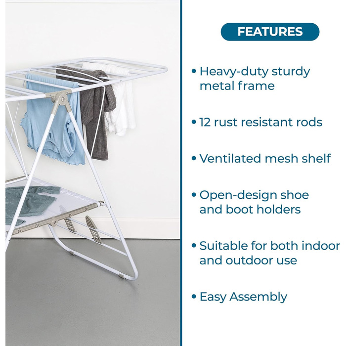 Honey Can Do 2-Tier Folding Clothes Drying Rack, Tripod, DRY-09220, Chrome (Folding Gullwing Drying Rack)