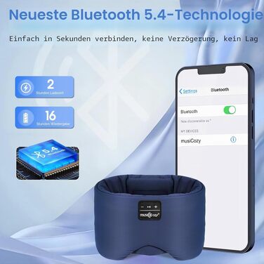Маска для сну з Bluetooth навушниками, шовкова, 100% затемнення, для чоловіків та жінок, м'яка, для сну, подорожей, релаксації, блакитна