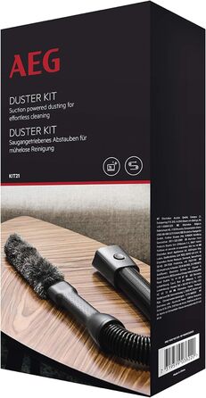 AEG AKIT21 Duster Kit (Flexible duster, suction hose, cleaning of delicate items, scratch-free dusting, vacuum cleaner attachment, washable, suitable for QX6, QX7, QX8-2, QX9, grey/black) AKIT21 Duster
