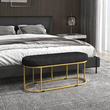 HOMCOM Upholstered Bench with Velvet Look - Seat Bench, Daybed Bench, Vanity Bench, Entryway Bench for Living Room, up to 200 kg, Steel, Blue | Aosom