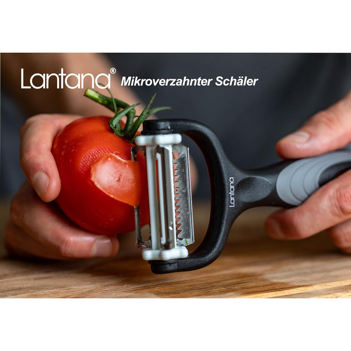 Лантана 3-в-1: Ш Peel/Мікро-зубчастий овоче- та фруктовий очищувач/Шинкувач Julienne. Багатофункціональний очищувач для швидкого очищення картоплі, моркви та будь-яких овочів та фруктів.