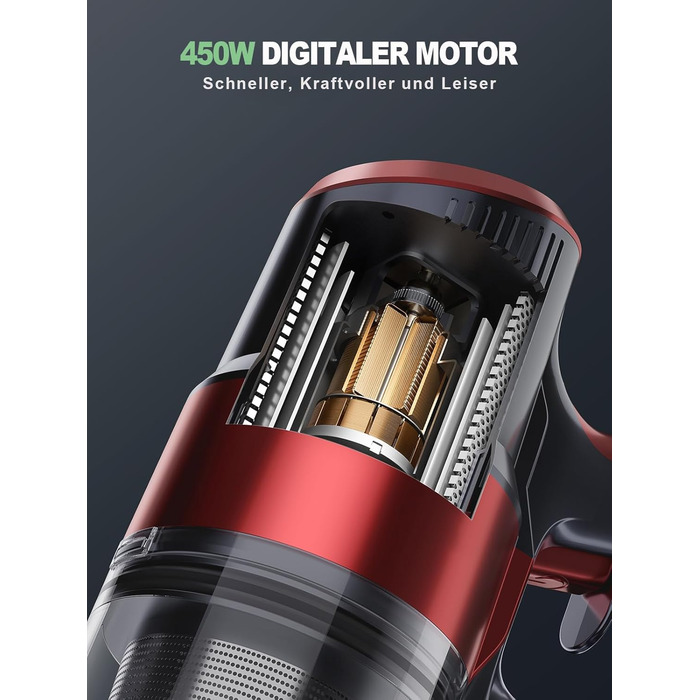 Бездротовий акумуляторний пилосос SunSare 450W з LED-дисплеєм, потужність 40000Pa, для підлоги, килима, шерсті тварин