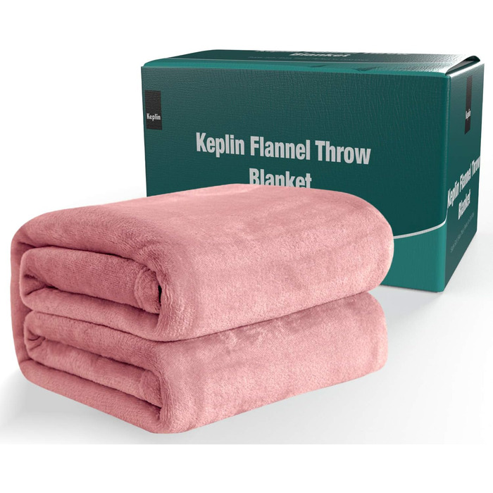 Плед KEPLIN з фланелі, великий накид, ковдра, м'який, затишний та пухнастий, з мікрофібри, для ліжка та ковдри, ідеальний для дорослих та дитячих кімнат (150 x Queen, персиковий)